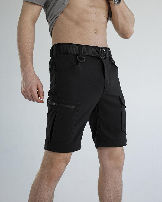 Штани-трансформери чоловічі чорні страйч-плащівка Pobedov Transformer 2.0. Мілітарі штани чоловічі Київ - фото 6