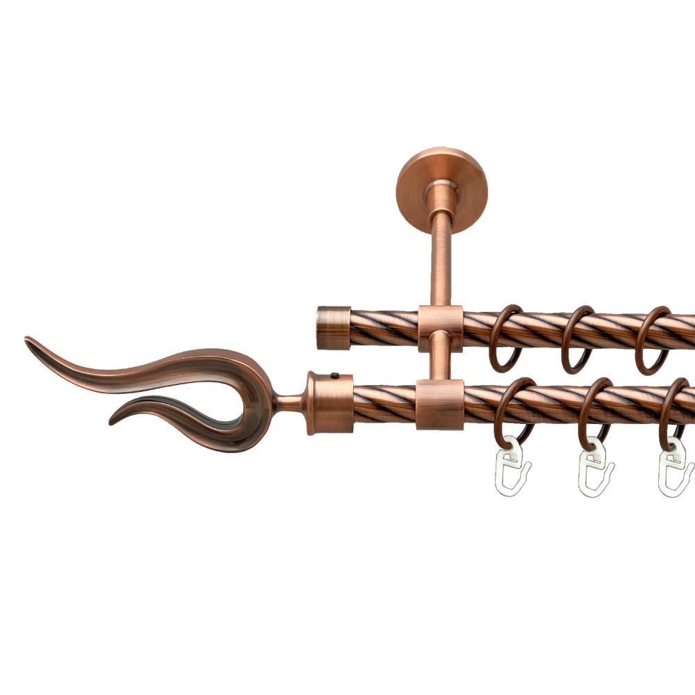 Карниз Orvit Віоло металевий дворядний закритий скручена труба кільце металеве Мідь 16\16 мм 160 см (00-00025279) Львів - фото 1