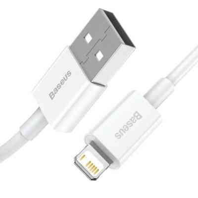 Дата кабель USB 2.0 AM to Lightning 1.5m Superior Fast Charging 2.4A white Baseus (CALYS-B02) Винница