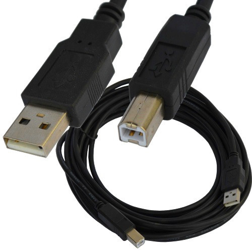 Шнур USB штекер A - штекер В, v.2.0, діам.- 4.5 мм, 5м, чорний Полтава - фото 1