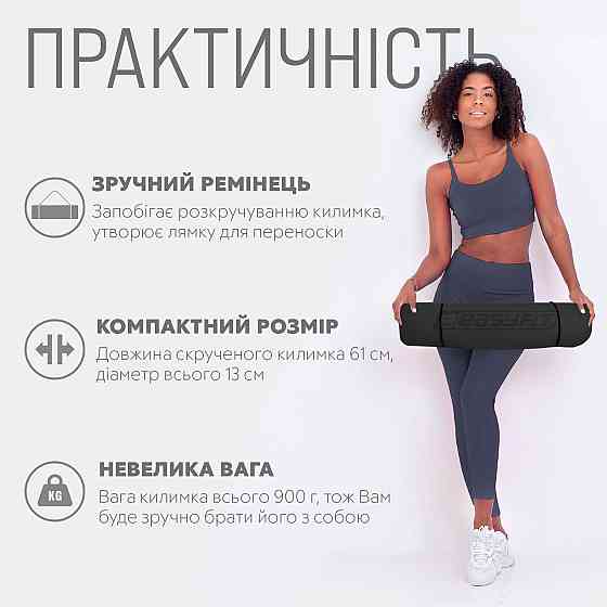 EasyFit Килимок для йоги та фітнесу EasyFit TPE+TC 6мм двошаровий чорний-фіолетовий Коломыя
