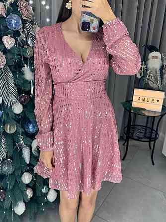 Жіноча святкова блискуча сукня міні з паєтками Фрезовий, 48/50 Одеса