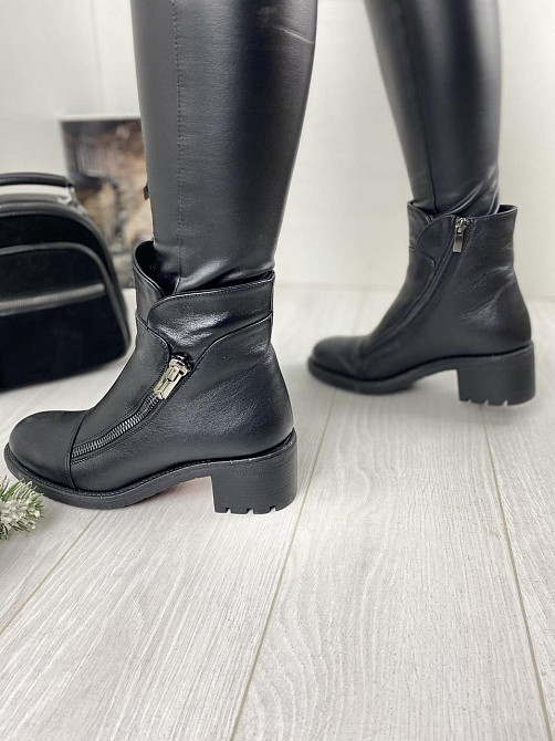 Injers Черевики жіночі INJERS чорні натуральна шкіра зима висота 14см каблук 6см (604 43) Коломыя - изображение 2