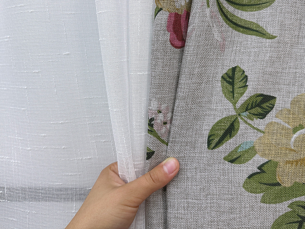 Комплект штор VR-Textil Лен Прованс 100х270 2шт и Тюль 300х270 2083ш-115т Разноцветный с белым 71-218/1 Киев - изображение 8