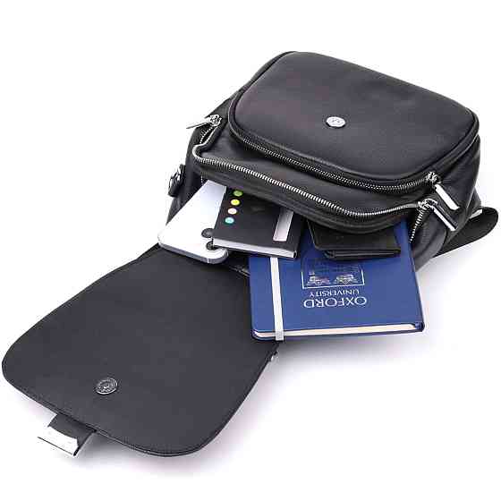 Жіночий рюкзак з натуральної шкіри Vintage 23056 Чорний Київ