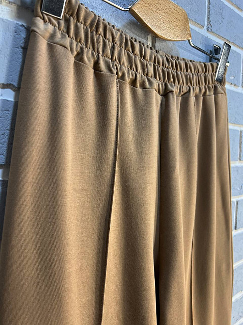 Брюки женские MY CITY 8286 широкие клеш от бедра шов стрелка впереди высокая посадка капучино, капучино, SM Киев - изображение 2