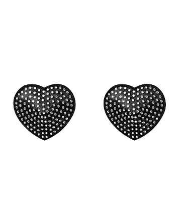 Накладки-сердечки на соски со стразами Obsessive A750 nipple covers, черные Sex Aura Киев