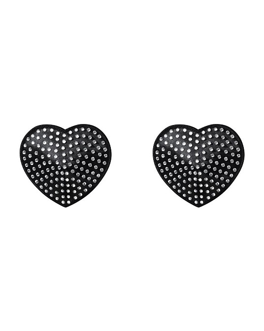 Накладки-сердечки на соски со стразами Obsessive A750 nipple covers, черные Sex Aura Киев - изображение 3