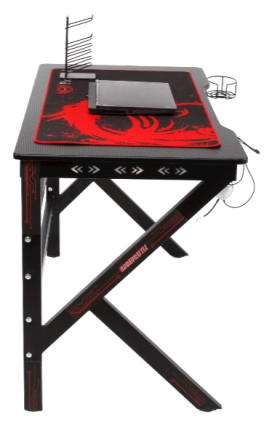 Ігровий комп’ютерний стіл з RGB LED-підсвічуванням, тримачем для навушників та чашки, Чорний Київ