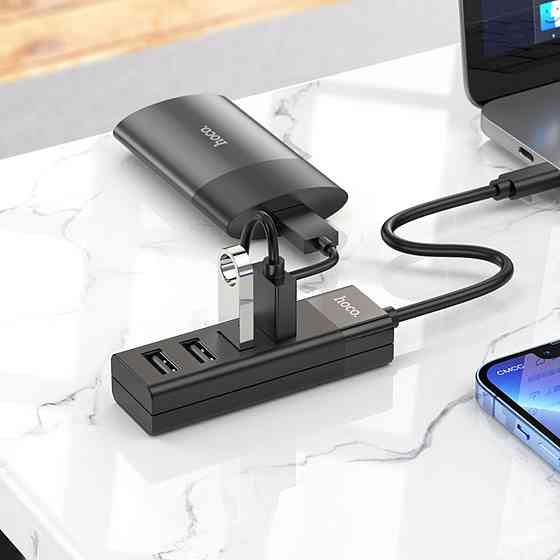 Кабель-перехiдник HOCO HB25 Easy mix 4-in-1 converter(Type-C to USB3.0+USB2.0*3) Black Київ