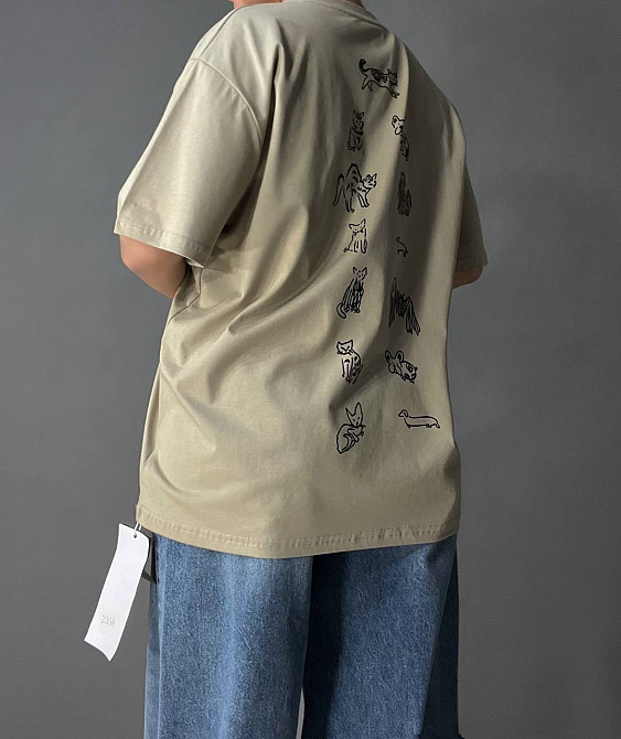 Футболка женская A-N 2358 оверсайз с рисунком животных на спине, хаки, one size Киев - изображение 16