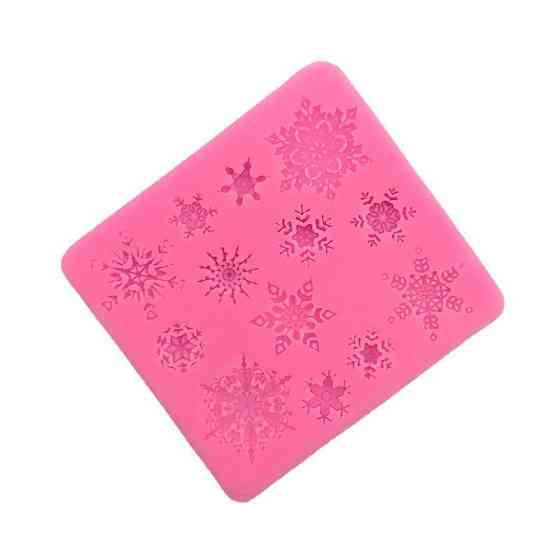 Молд силиконовый Снежинки 83 на 90 мм розовый Киев
