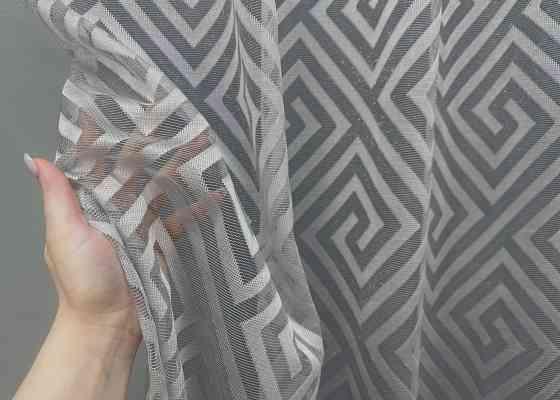 Тюль жакард, колекція "Ромб Меандр" колір сірий 1558т Київ