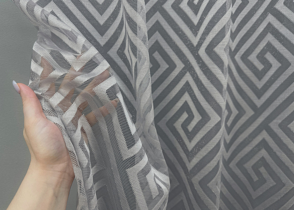 Тюль жакард, колекція "Ромб Меандр" колір сірий 1558т Київ - фото 3