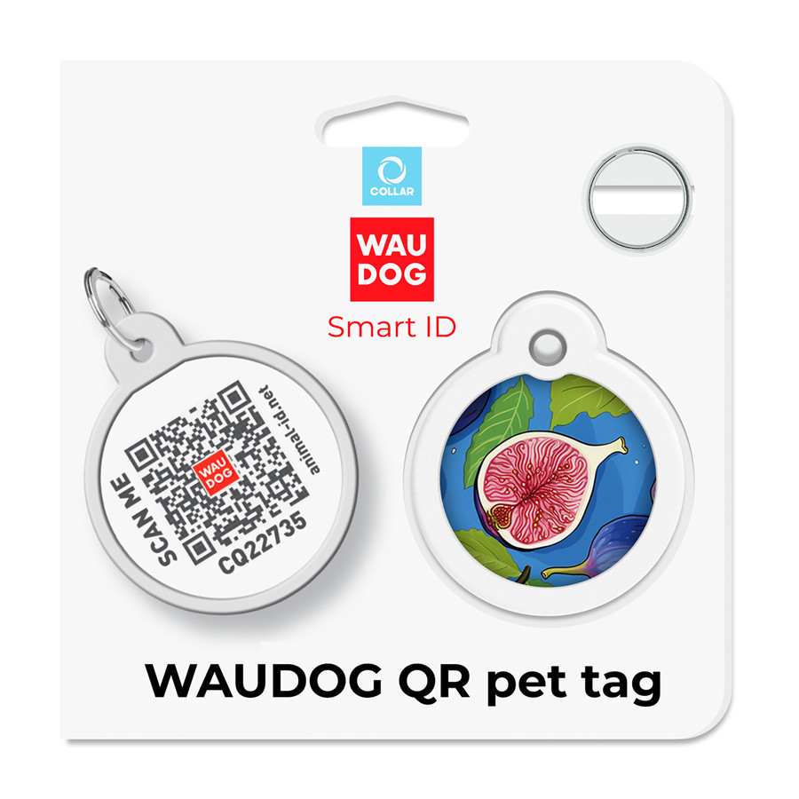 Адресник для собак и котов металлический WAUDOG Smart ID с QR паспортом, рисунок 