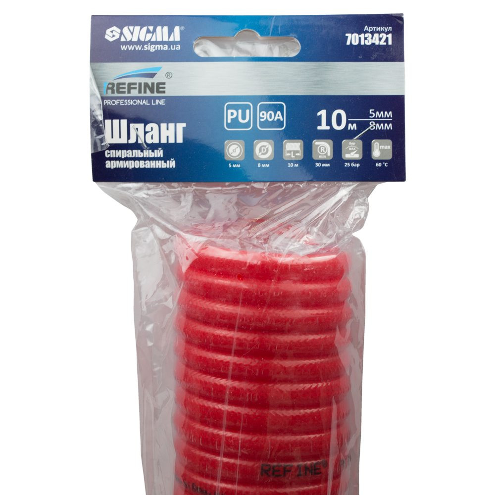Refine Шланг спиральный полиуретановый (PU) армированный 10м 5.5×8мм REFINE (7013421) Киев - изображение 4