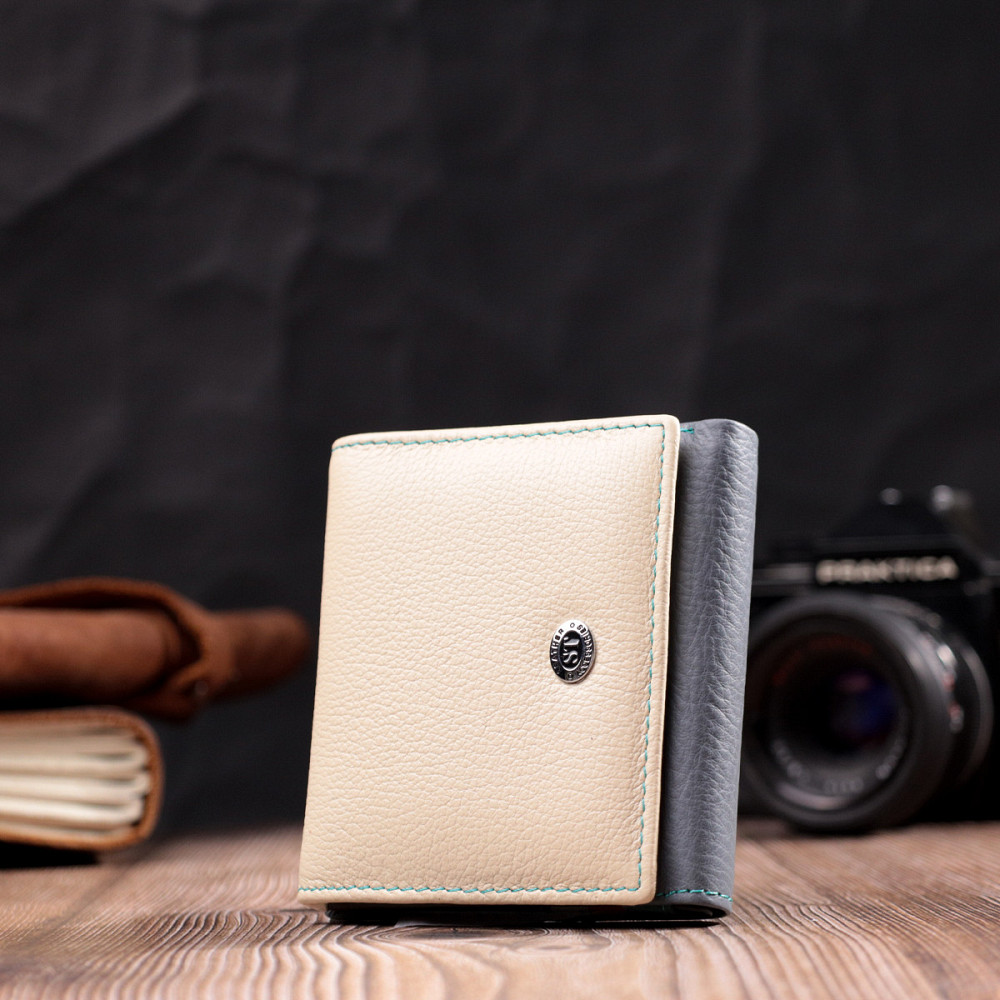 Кошелек женский с оригинальной монетницей из натуральной кожи Разноцветный (ST Leather) Киев - изображение 2