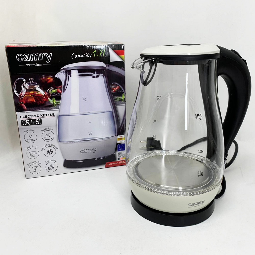 Хороший электрочайник для дома Camry CR 1251 1.7л 2000Вт, Электрочайник с контролем уровня воды TL-32 Львов - изображение 6