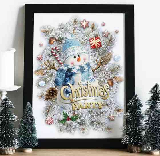 Новорічні наліпки на вікно "Сніговик"- розмір стікера 30*40см Київ