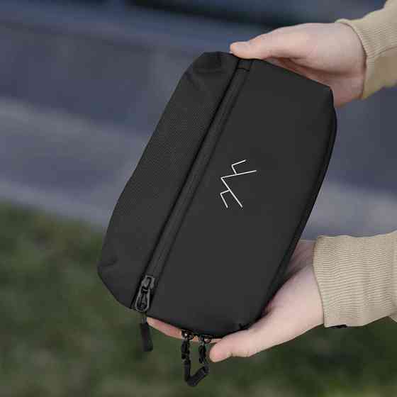 Чоловіча чорна сумка з кишенями на замку Pobedov Practical Київ