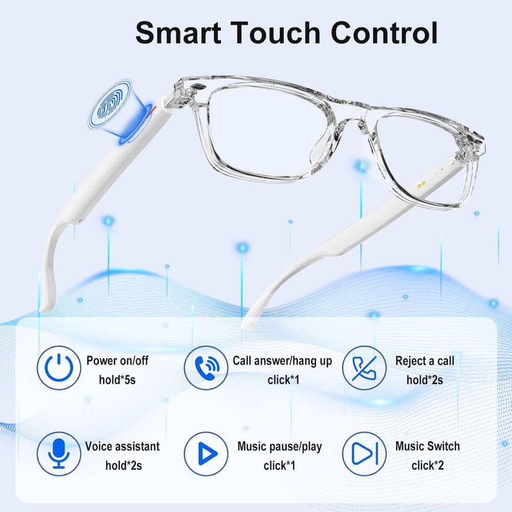 Умные AI-очки Domhong Bluetooth, перевод 164 языков, Open-Ear аудио, микрофон, Hands-Free, UV/Blue Light Киев - изображение 8