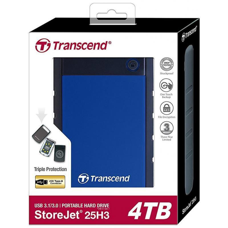 Зовнішній жорсткий диск 2.5" USB 4.0 TB Transcend StoreJet 25H3 Navy Blue (TS4TSJ25H3B) ( Синій ) Харків - фото 3