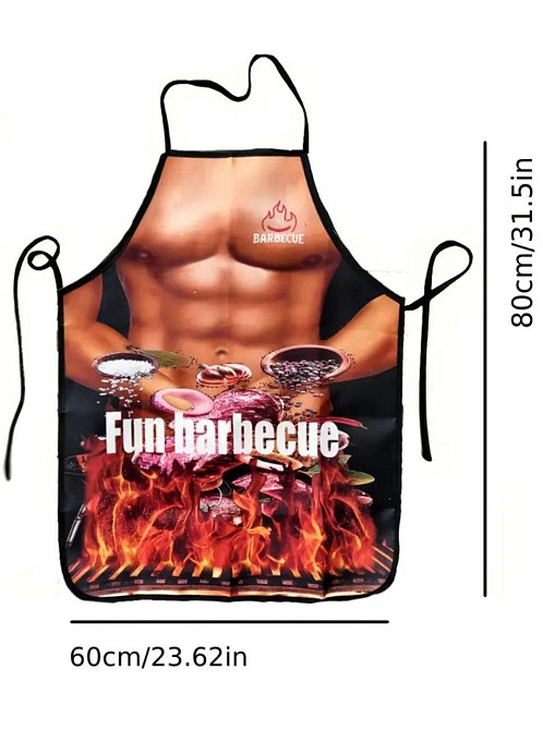 Фартук с приколом Barbecue торс гриль мясо огонь кухонный мужской для барбекю Киев - изображение 6