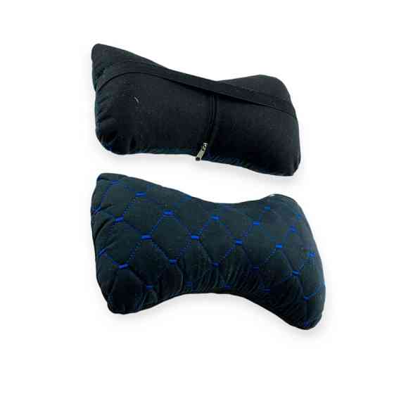 Подушки шиї на підголовник (2шт) 250х170мм, алькантара, чорні, синій ромб Мукачево
