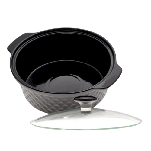 Марміт круглий 2,5л 27,9см кераміка скляна кришка + метал.підставка чорний 6426 KAMILLE Житомир - фото 4