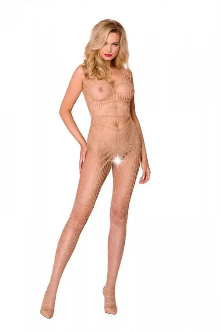 Тілесний ажурний бодістокінг зі складним вертикальним плетінням Casmir CA004 Львів - фото 1