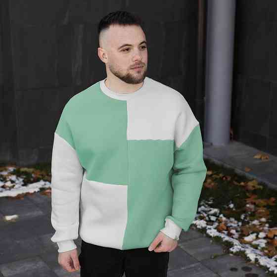 Зимний свитшот оверсайз для мужчин. Молочно-ментоловая кофта Pobedov The One Киев