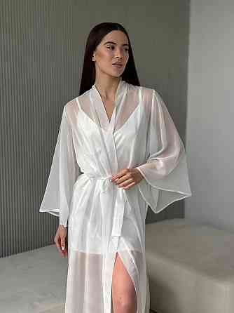 Довгий шифоновий халат Айвори L/2XL Харьков