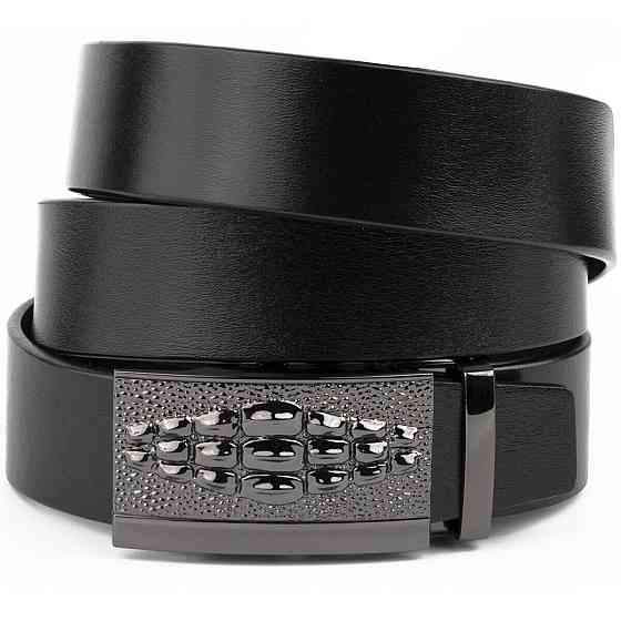 Ремінь чоловічий з пряжкою автомат і силуетом під екзотику Vintage 20300 Чорний Київ