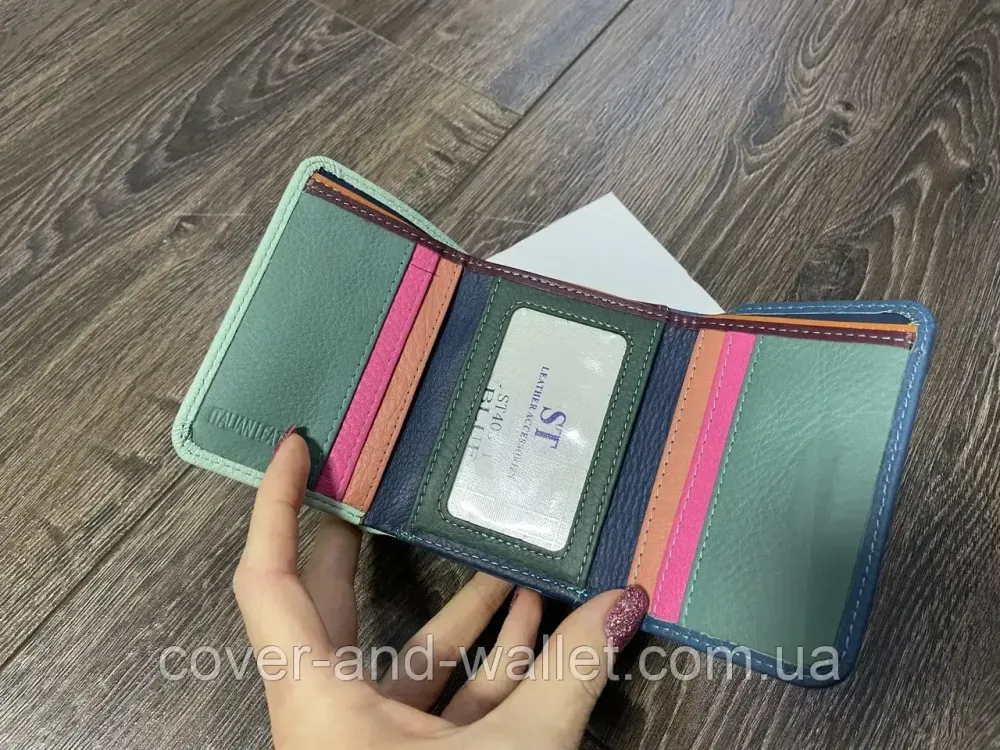 Темно-розовый женский кожаный кошелек на магнитах маленького размера ST 403-1 Киев - изображение 5