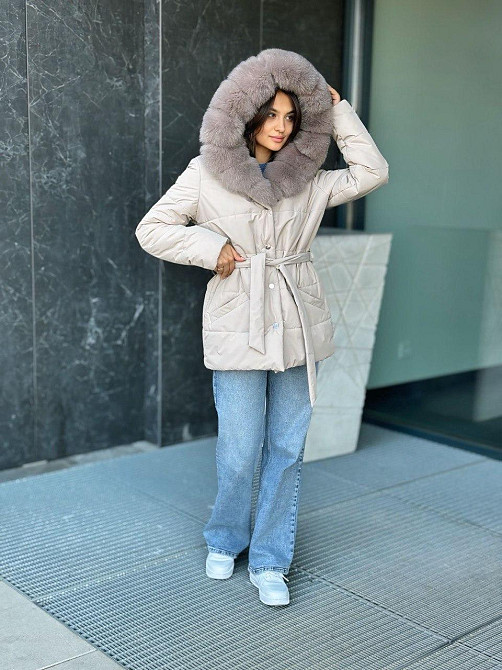 Жіночий пуховик Oslo з хутром фінського песця Бежевий, 54, Св.Соболь Харків - фото 5