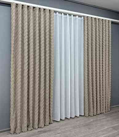 Комплект штор VR-Textil Лен Букле № 1809ш Тауп 200х295 см 2 шт (32-127) Киев