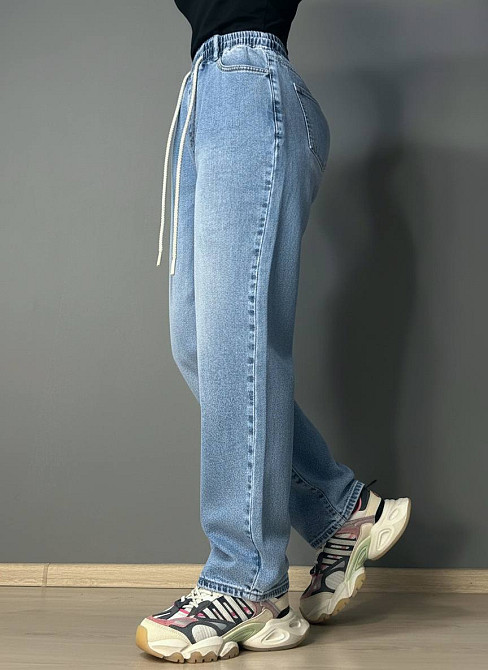 Джинсы женские Liana 1-056 MOM jeans на резинке со шнурком стрейчевые большие размеры голубые, голубой, З6, 36, 100 см, 118 см Киев - изображение 14