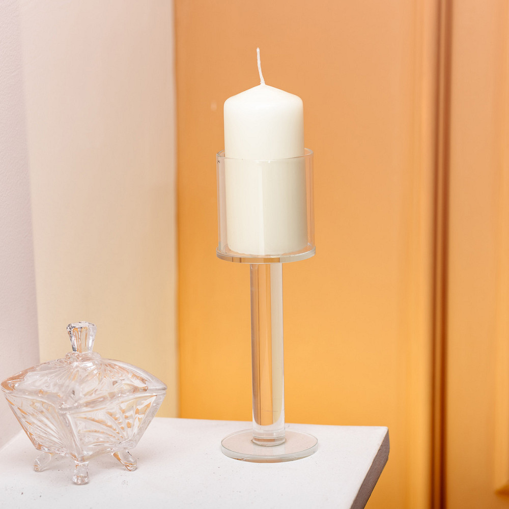 Підсвічник скляний на високій ніжці 6×18.5 см підсвічник келих декоративний прозорий HP-4-39L Коломия - фото 3