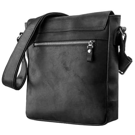 Сумка чоловіча вінтажна середня SHVIGEL 11172 шкіряна Чорна Київ