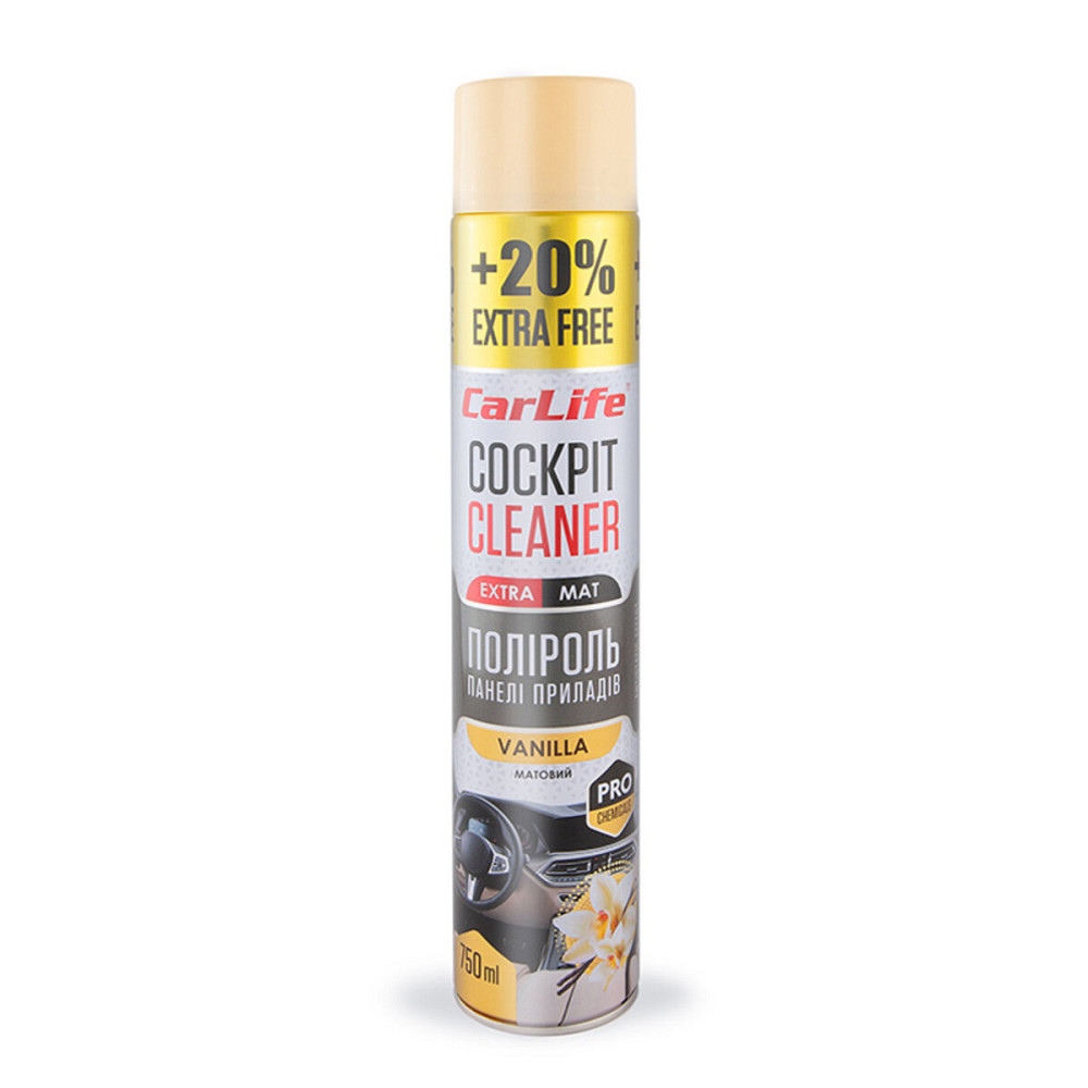 Поліроль для панелі приладів CarLife Cockpit Cleaner EXTRA MAT Ваніль, 750мл Київ - фото 1