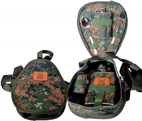 Туристический набор XGB-8-A 9 в 1 (фляги, рюмки, ложка, вилка) в сумке Винница - изображение 1