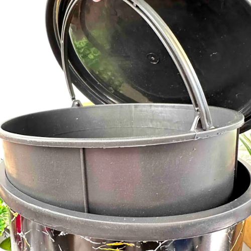 Відро для сміття 11л з педаллю пластик з малюнком чорний мармур ELIF Житомир - фото 5