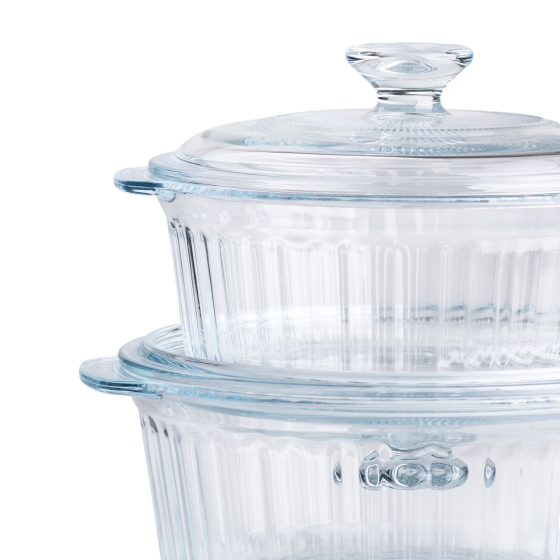 Набір круглих скляних форм для запікання з кришками 2 шт Київ