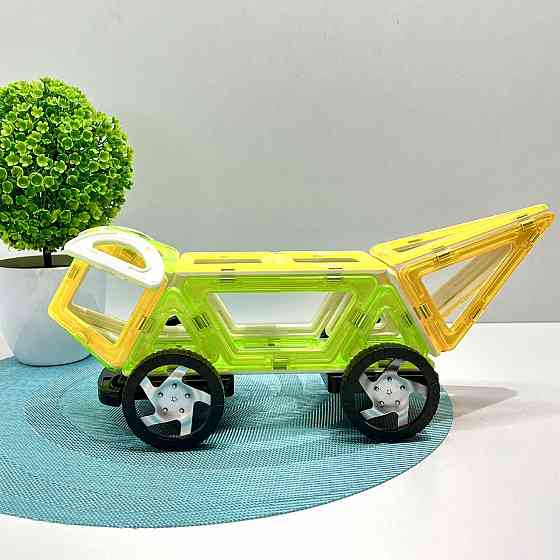 Конструктор магнітний Limo Toy Транспорт 56 деталей Зелено-жовтий (KB 1012) Чернигов