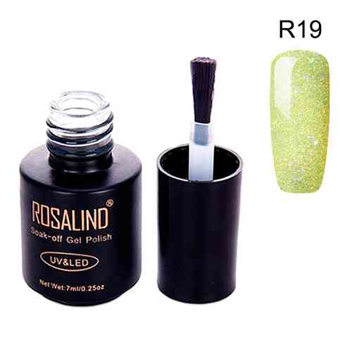 Гель-лак для ногтей маникюра 7мл Rosalind, шиммер, R19 лаймовый Винница