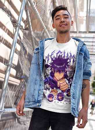 Футболка з аніме принтом Магічна битва оверсайз (S/M/L) Чорний AnimeJ1104 Дніпро