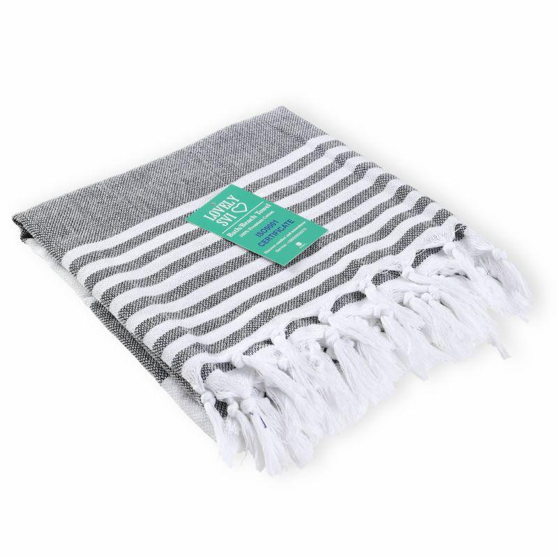 Полотенце пештемаль Lovely Svi хлопковое для ванной, отелей, SPA, саун, бани - XХL (100 x 180 см) Grey Stripes Киев - изображение 1