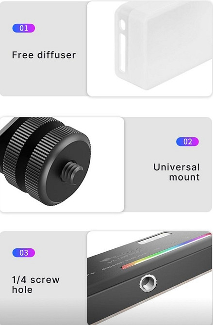 Ulanzi VL120 RGB LED світло для відео та фото, портативне, 3100 мАг. Харків - фото 3