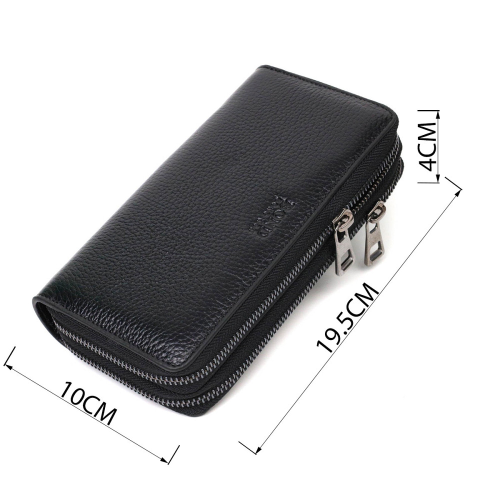 Практичный мужской клатч с двумя отделениями из натуральной кожи BOND 22027 Черный Киев - изображение 3