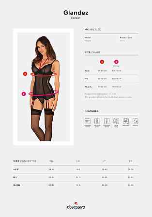 Корсет напівпрозорий XS/S Glandez Obsessive, зі стрінгами, чорний Sex Aura Київ